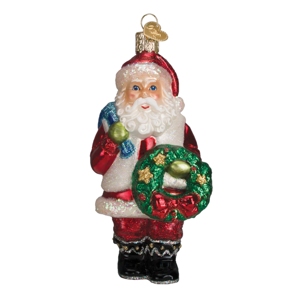 Santa With Wreath Ornament 