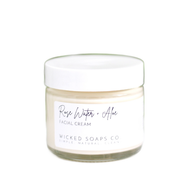 Rose Water + Aloe Facial Cream | Wicked Soaps Co