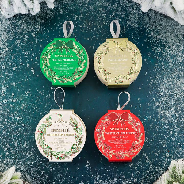 Spongelle Holiday Ornaments | Body Wash Infused Buffers