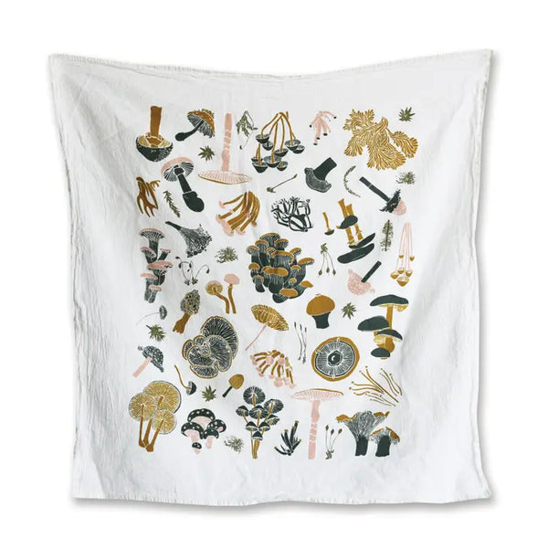 Mosses + Mushrooms Cotton Flower Sack Tea Towel | June & December