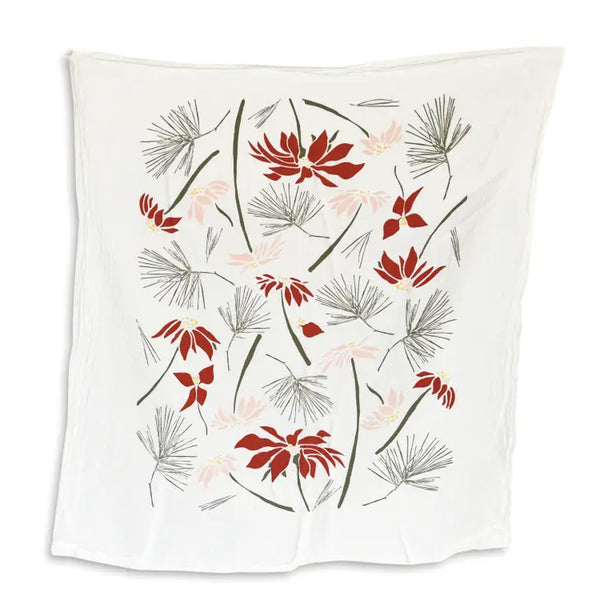 Poinsettia + Pine Cotton Flower Sack Tea Towels | June & December